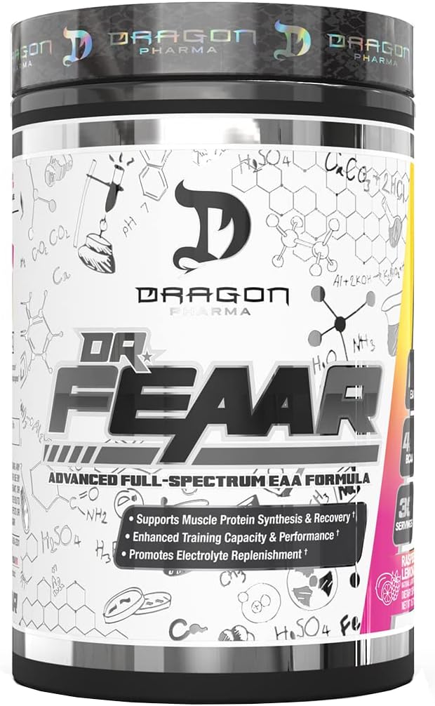 DRAGON PHARMA Dr. FEAAR® Advanced Full-Spectrum EAA Matrix Supports Muscle Protein Synthesis and Recovery Enhanced Training Capacity and Performance (30 Servings Raspberry Lemonade)