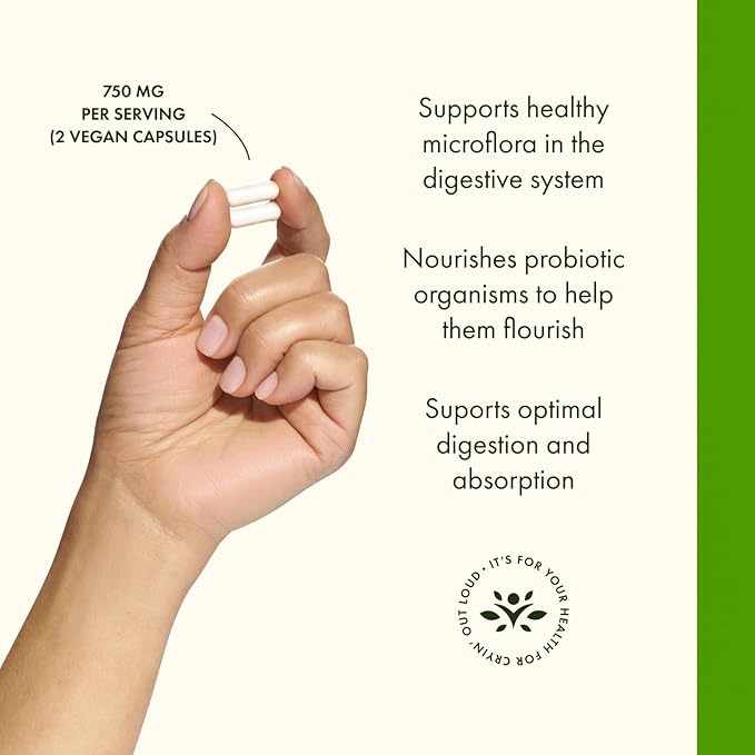 Swanson Prebiotic Fiber Capsules with NutraFlora FOS for Gut-Health-Conscious Adults Seeking Digestive Flora and Immune Support - 750 mg (120 Vegan Capsules 2 Pack)