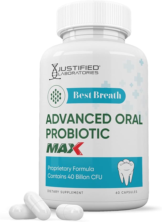 Justified Laboratories Best Breath Max 40 Billion CFU Probiotic Oral Support 60 Capsules