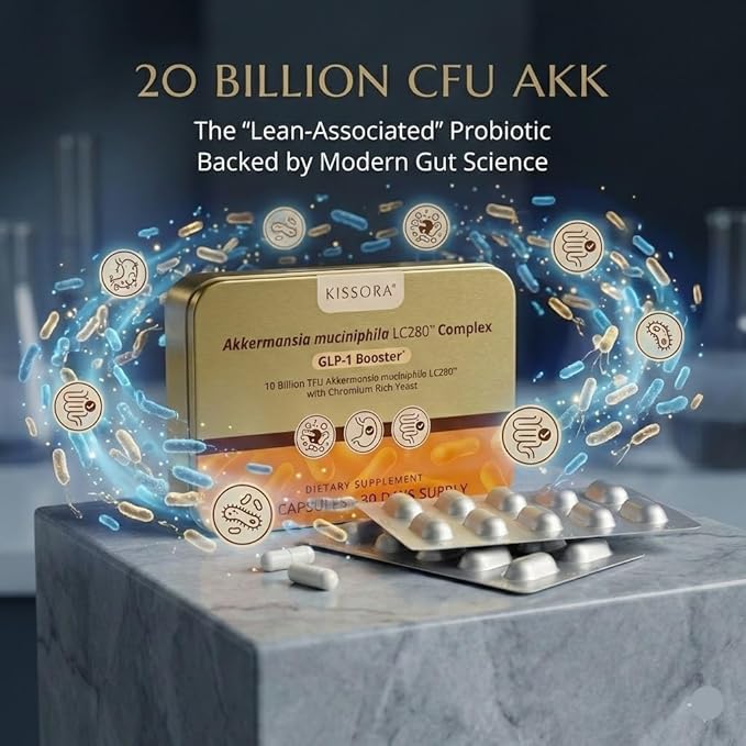 Kissora Akkermansia Probiotic 20 Billion TFU with Chromium | 60 Capsules 30 Servings