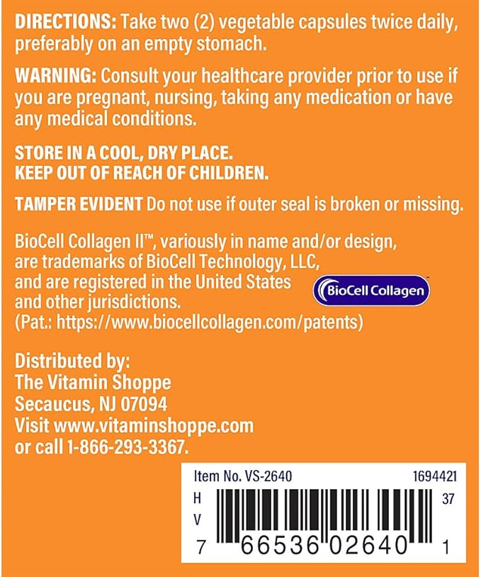 The Vitamin Shoppe BioCell Collagen Capsules with Hyaluronic Acid 1000 mg Collagen per Serving Supplement for Men and Women Supports Daily Wellness Routines Gluten Free Non GMO 180 Capsules