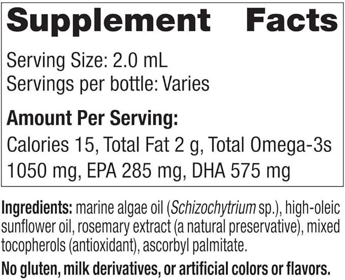 Nordic Naturals Baby’s DHA Vegetarian Unflavored - 1050 mg Plant-Based Omega-3-1 oz - Supports Brain &amp Vision Development in Babies - Non-GMO Vegan - 15 Servings