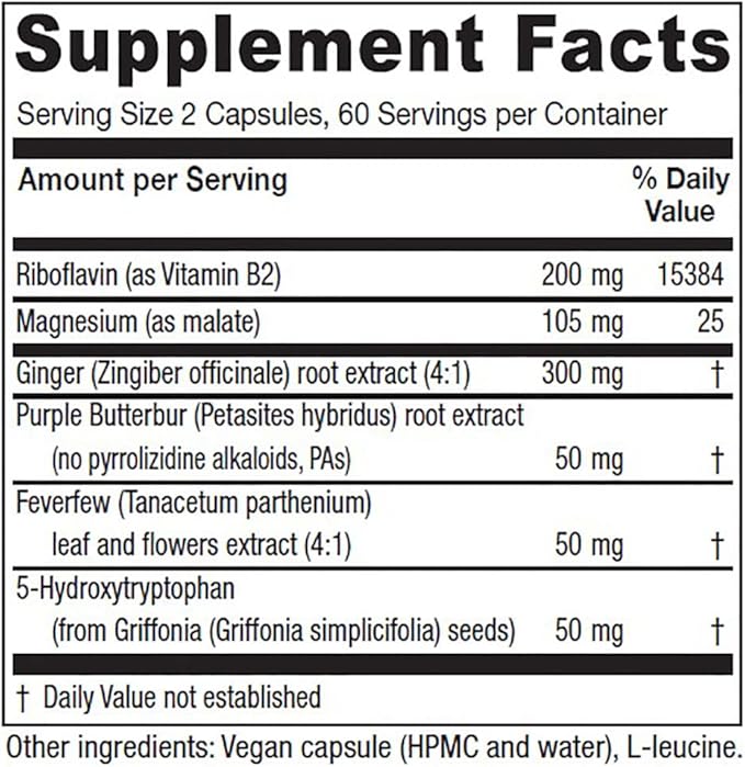 Vitanica Butterbur Extra Brain Chemistry and Vessel Support Vegan 120 Capsules