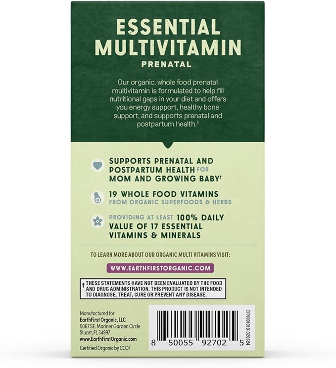 Prenatal Once Daily Multivitamin for Women for Conception Pregnancy Postpartum &amp Breastfeeding Folate Iron &amp Organic Whole Food Blend Vegan 30 Count