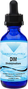 Absonutrix DIM (Diindolylmethane) Extract 593 mg 4 Oz Bottle 200 Potent Servings Third-Party Tested Drops Quick Absorption Gluten-Free Third-Party Tested GMP-Certified Non-GMO Made in USA