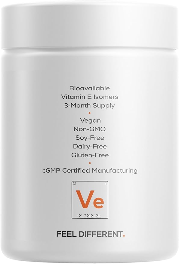 Codeage Liposomal Vitamin E Supplement - All Vitamin E Tocopherols - 3-Month Supply - Alpha Tocopherols Beta Gamma and Delta - Liposomal Mixed Tocopherols - Non-GMO Phospholipid - 90 Capsules