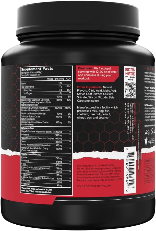 Unmatched Intra Workout Powder | Carbohydrate Electrolyte L-Glutamine &amp Vegan EAA Mix | for Hydration &amp Endurance | Natural Flavors &amp Sweeteners | 20 Servings (Lemon Drop)