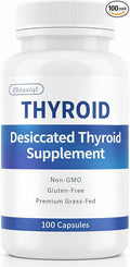 Desiccated Raw Grass-Fed Bovine Thyroid for Hypothyroidism &amp Hashimoto’s | Desiccated Thyroid Supplement – Boosts Energy Mood &amp Metabolism – with L-Tyrosine Selenium &amp Iodine – 100 Capsu