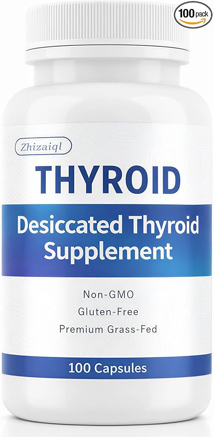 Desiccated Raw Grass-Fed Bovine Thyroid for Hypothyroidism &amp Hashimoto’s | Desiccated Thyroid Supplement – Boosts Energy Mood &amp Metabolism – with L-Tyrosine Selenium &amp Iodine – 100 Capsu
