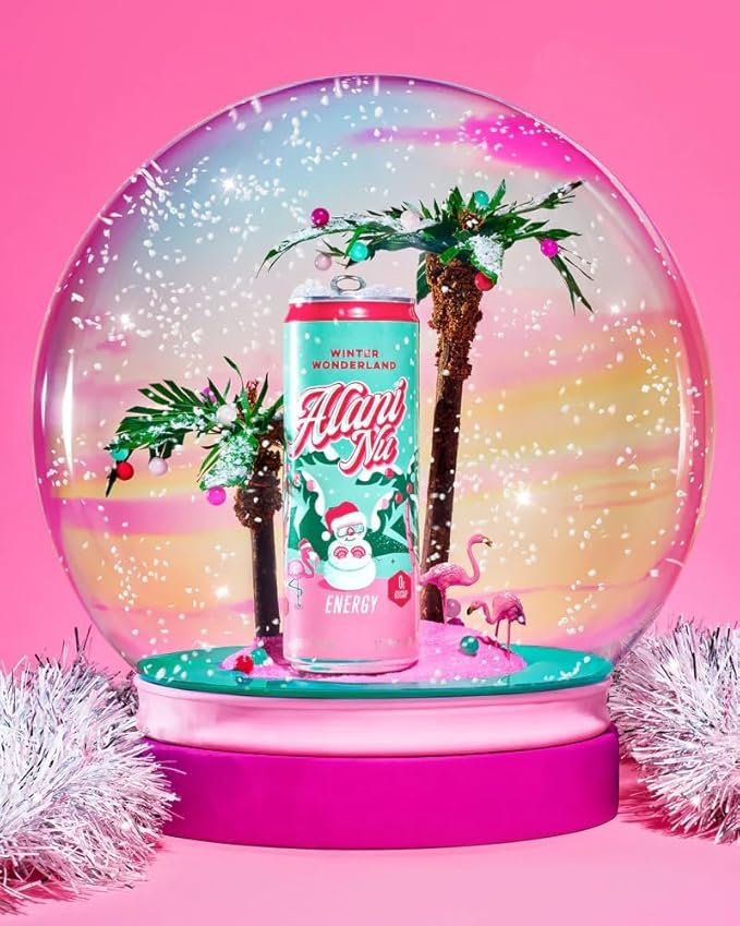 Alani Energy Drinks Winter Wonderland Hawaian Shaved Ice Pink Slush Flavors - Variety Pack Sugar-Free Low-Calorie 12 fl oz (Pack of 6)