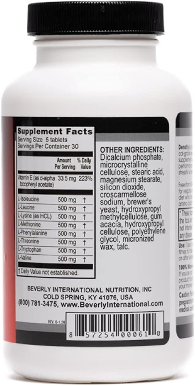 Beverly International Density 150 Tablets. Essential Amino Acids (EAAs). Boost Your Body's EAAs and Build Muscle Easier with Density. Complete and Balanced Formula. Unlock Your Vegan Potential