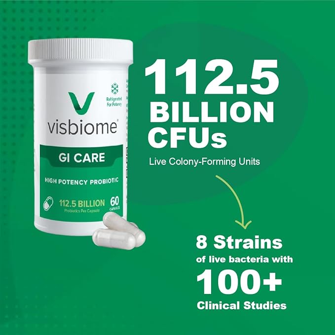 Visbiome® GI Care - High Potency Probiotic - 112.5 Billion CFU Live Probiotics Original De Simone Formulation Made in USA 180 Capsules.