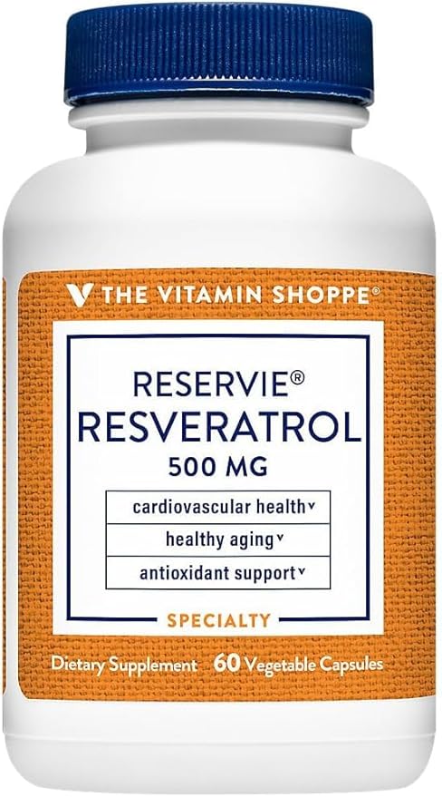 The Vitamin Shop Reservie™ Trans Resveratrol – Antioxidant Supplement for Cellular Health Cardiovascular Function &amp Healthy Aging – 60 Vegan Capsules High Potency Non-GMO (Pack of 1 500MG)