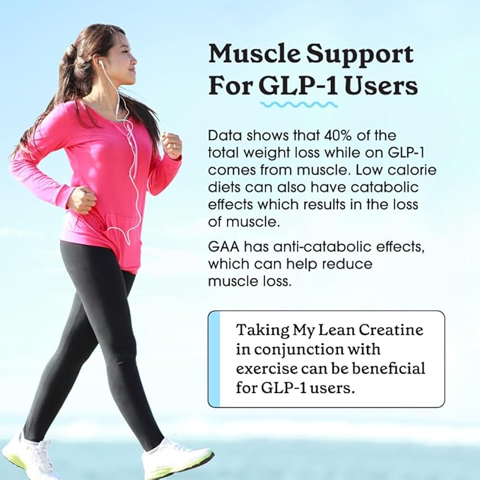 Fit &amp Lean Creatine for Women My Lean Creatine Powder Complex with GAA Muscle Performance Cognitive Function and Less Bloating Reduced Water Retention Unflavored 50 Servings