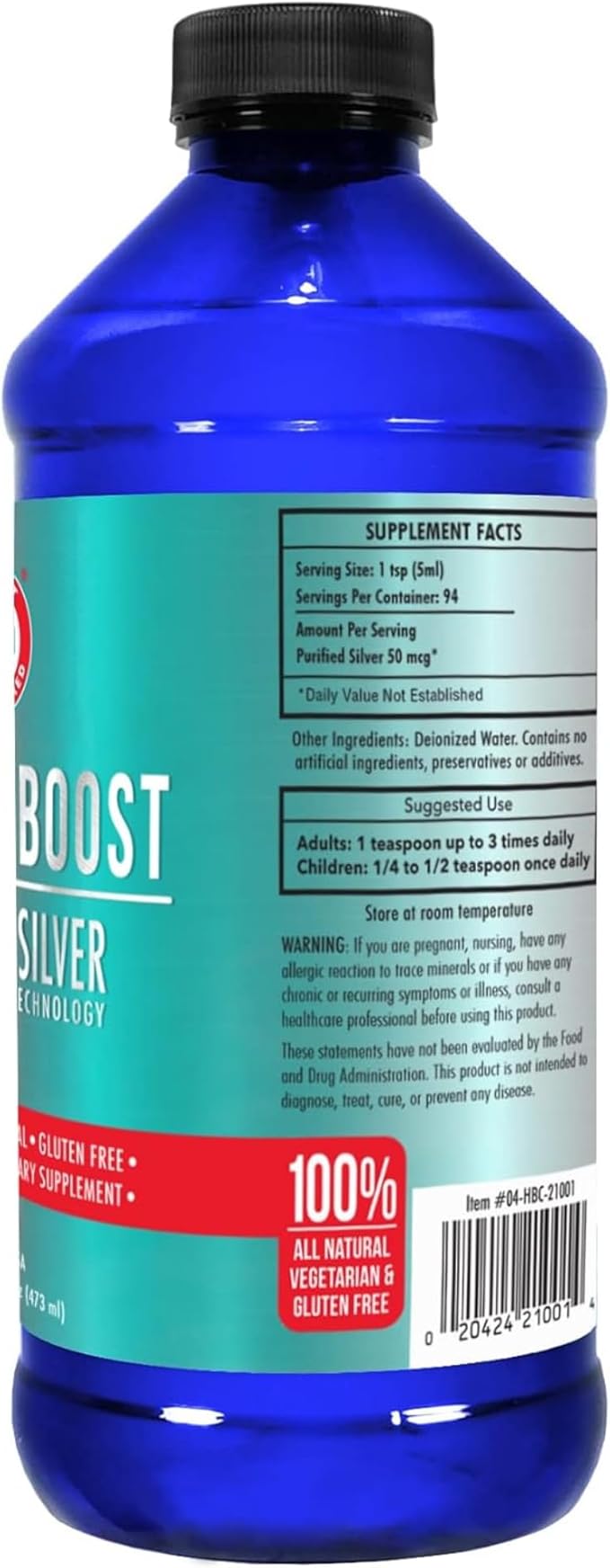 Be Smart Get Prepared Nano Silver Immuno Boost - 16 oz - Daily Immune Supplement for Family - Gluten Free Vegetarian - Made in USA