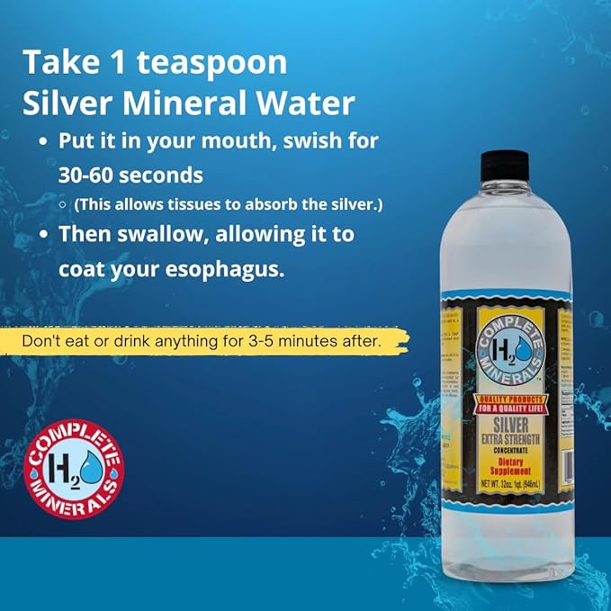 Silver Ionic Mineral Water Extra Strength 4x Concentrate 400 ppm 32 fl. oz.