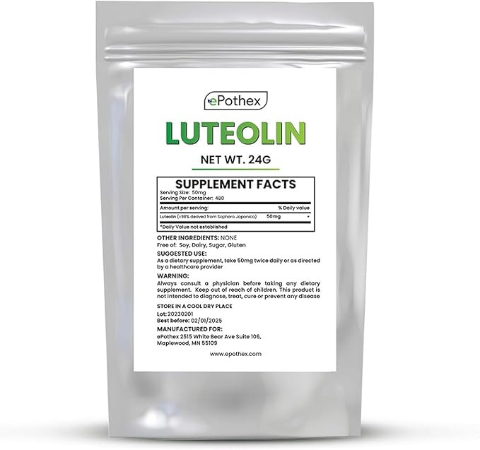 ePothex Pure Luteolin Powder 24 Grams Brain and Nervous System Support Promotes Immune Functionality Maximum Absorption