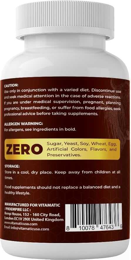 Vitamatic Grass-Fed Beef Brain with Liver 180 Capsules – Freeze-Dried Non-GMO Bovine Liver Supplement – Pasture-Raised Glandular-Based Formula