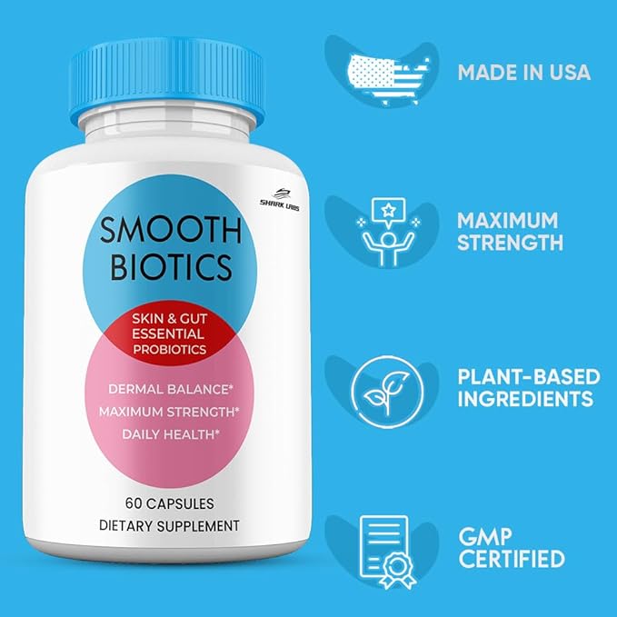(5 Pack) Smooth Biotic Capsules All Natural Skin and Gut Capsules SmoothBiotic Supplement Premium Maximum Strength 5 Month Supply