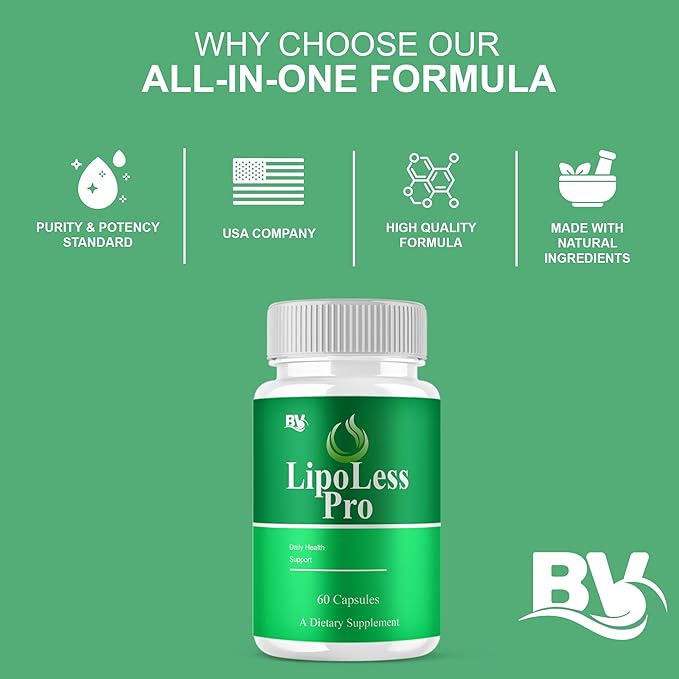 BLUE VIBE Lipoless Pro Capsules Lipoless Advanced Maximum Strength Overall Health &amp Wellness Support Supplement Lipoless Premium All Natural Daily Health Support Formula (1 Pack - 60 Capsules)