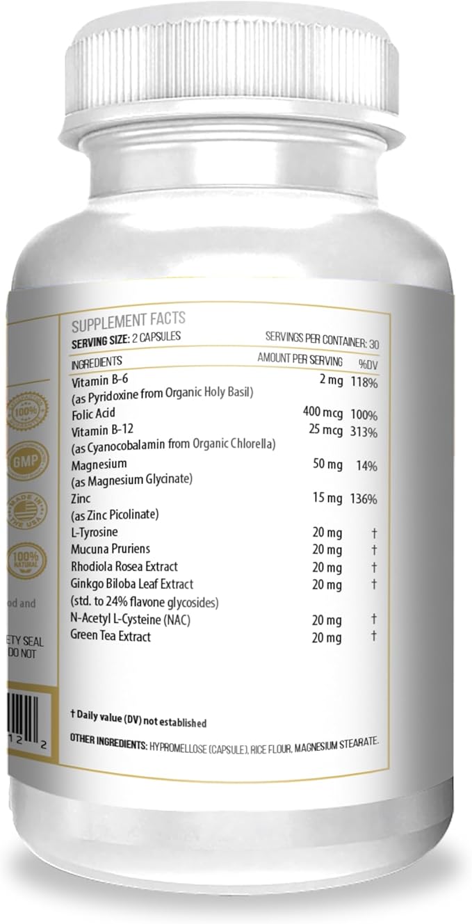 ACTIF Dopamine Boost with 10+ Advanced Factors for Energy and Motivation Support – Non GMO Made in USA 60 Count