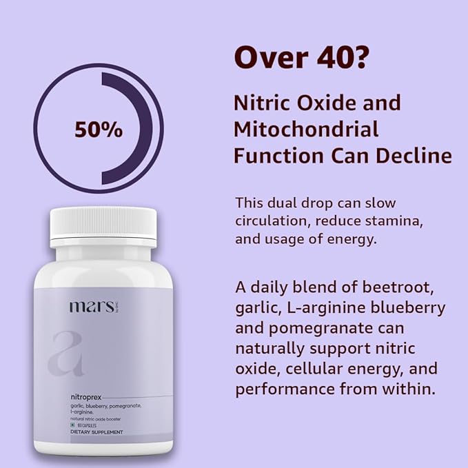 Mars NitroPrex Nitric Oxide Booster Nitric Oxide Supplement with L-Arginine Beetroot &amp Garlic Antioxidant Formula (Pack of 3)