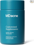 MDacne Vitamins and Minerals Skin Clearing Supplements - 30 Vegan Capsules - Supports Topical Acne Treatment &amp Promotes Clear Calm Skin Redness &amp Pore-Clogging 30 Count (Pack of 1)