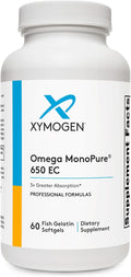 XYMOGEN Omega MonoPure 650 EC - Heart &amp Brain Support - DHA &amp EPA Omega-3 Fish Oil - Monoglyceride High Absorption Softgels - Enteric Coated - 60 Softgels