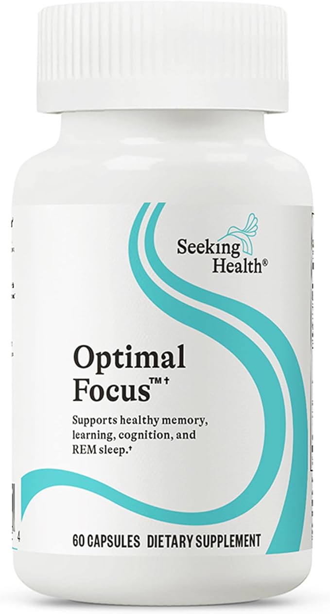 Seeking Health Optimal Focus Stimulant-Free and Caffeine-Free Nootropic Support for Memory and Focus with Choline DHA from Algae American Ginseng Vegan and Vegetarian (60 Capsules)
