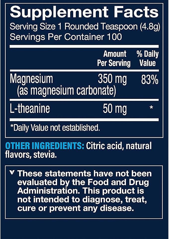 Magnesium Relax Powder - Supports Stress &amp Muscle Relaxation - Raspberry Lemon (16.9 oz. / 100 Servings)