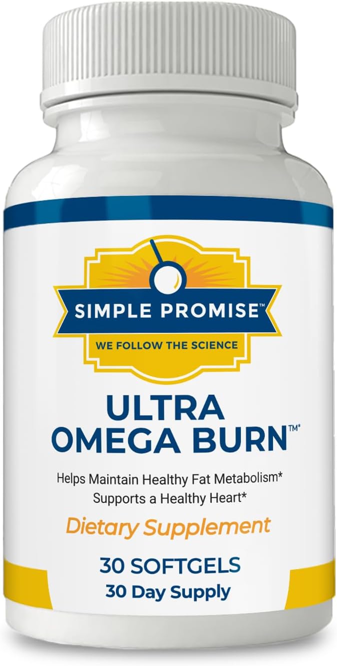 Simple Promise Ultra Omega Burn - Omega-7 Supplement with Pure Palmitoleic Acid - Fish Oil for Metabolism Weight Support &amp Cardiovascular Health - Healthy Heart Support for Men &amp Women | 30 S