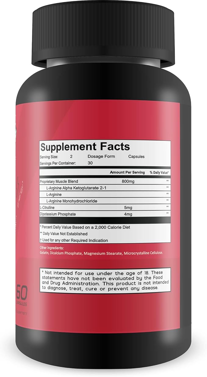 Pro Vitabolic - Muscle Growth Support - Enhance Power Strength Stamina &amp Energy - Explosive Muscle Pump for Big Gains - Aid Oxygen &amp Nutrient Delivery to Muscles - L-Arginine &amp L-Citrul