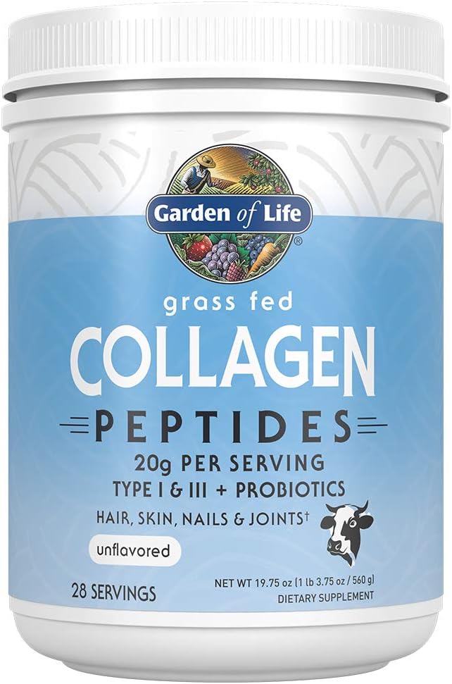 Garden of Life Dr Formulated Once Daily 3-in-1 Complete Prebiotics Postbiotics &amp Probiotics &amp Collagen Peptides Grass Fed 19.75 Ounce