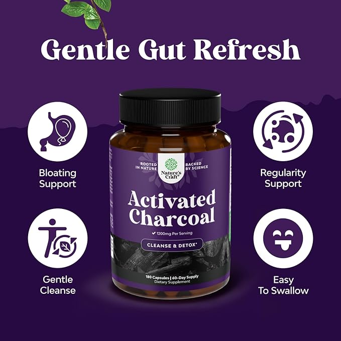 Bundle of Activated Charcoal Pills Detox &amp Cleanse - Purifying Coconut Capsules with 1200 mg Per Serving for Bloating Relief and Liver Support Milk Thistle Supplement for Liver Cleanse Detox &amp