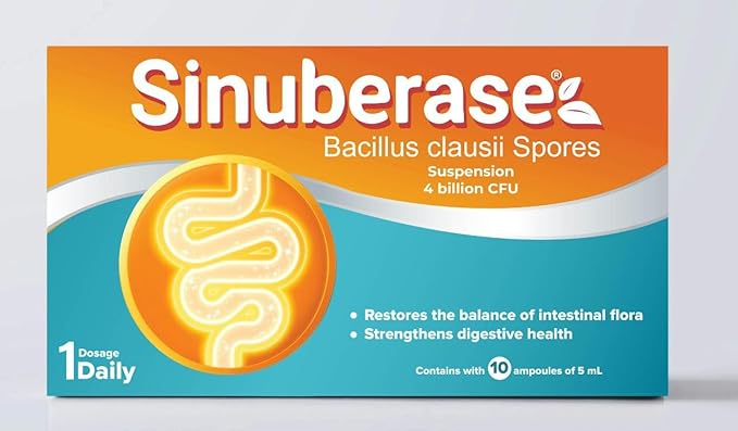 Sinuberase Bacillus clausii Probiotic Supplement – Oral Suspension 4 Billion CFU per Serving 10 Single-Dose Vials