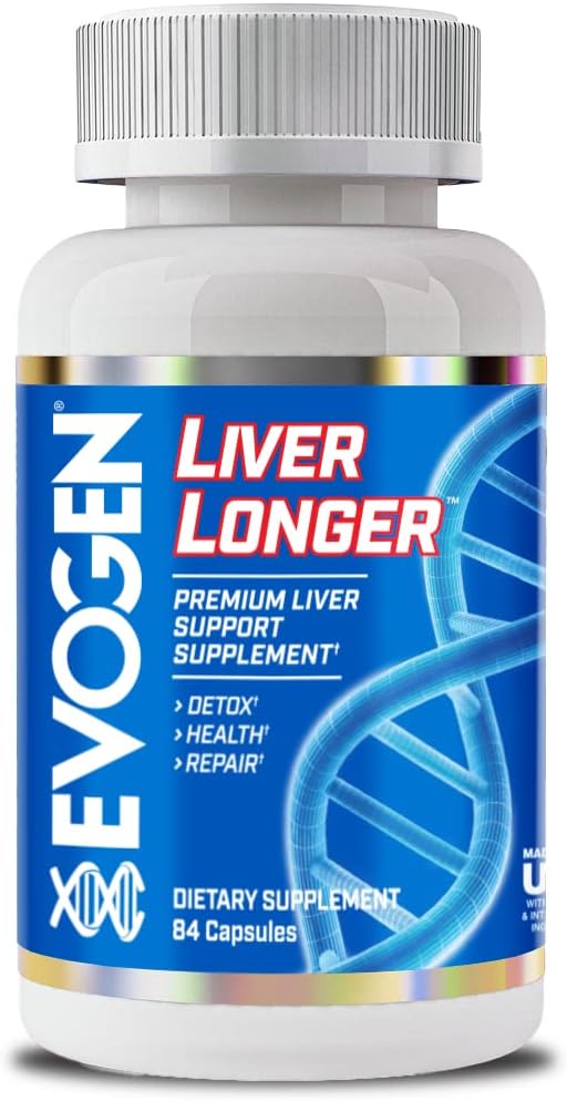 Evogen Liver Longer - Premium Liver Support Supplement | Detox Health &amp Repair | N-Acetyl L-Cysteine Milk Thistle TUDCA | 84 Capsules