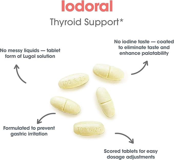 ARG Optimox Iodoral 6.25 mg - Iodine &amp Potassium Iodide Supplement for Thyroid &amp Metabolic Balance Support - Free of Soy &amp Gluten - 90 Servings - 90 Tablets