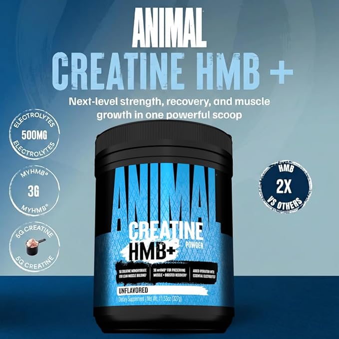 Animal Creatine HMB Powder – 3g myHMB + 5g Creatine with Electrolytes for Recovery &amp Daily Energy – Unflavored 30 Servings