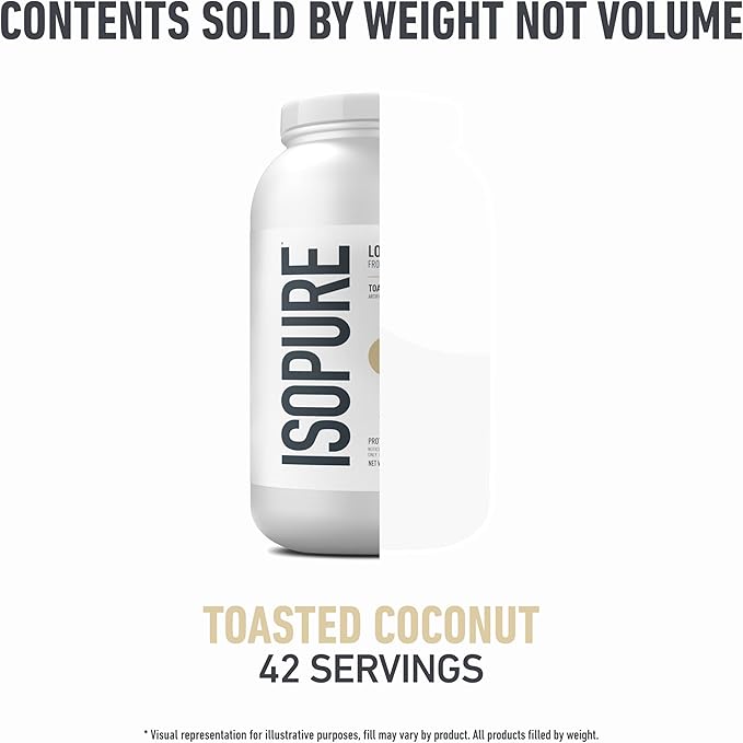Isopure Low Carb 100% Pure Whey Isolate Protein Powder Gluten Free With Vitamins Toasted Coconut 25g Protein Per Serving 3 Lbs 42 Servings (Packaging May Vary)