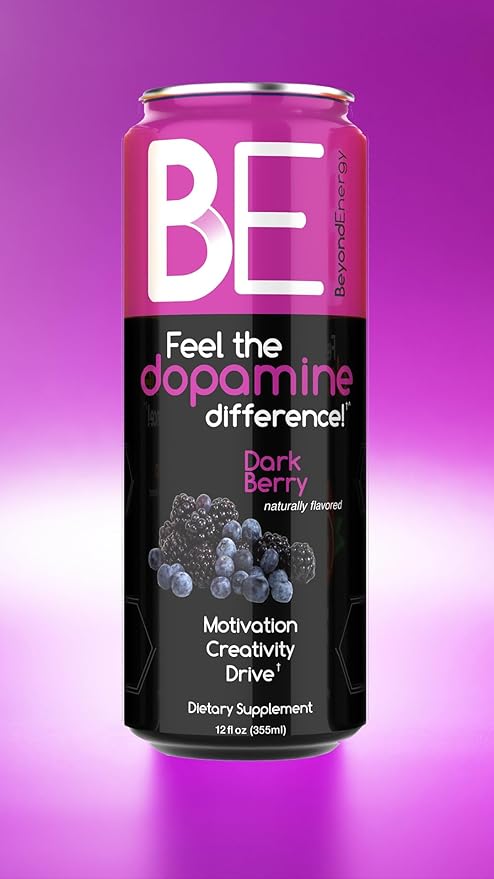 Beyond Energy - 24 Pack - Dark Berry Herbal Energy Drink Naturally Sourced L-Dopa with Mucuna Pruriens Aminos Antioxidants 200mg Caffeine - (Dark Berry)