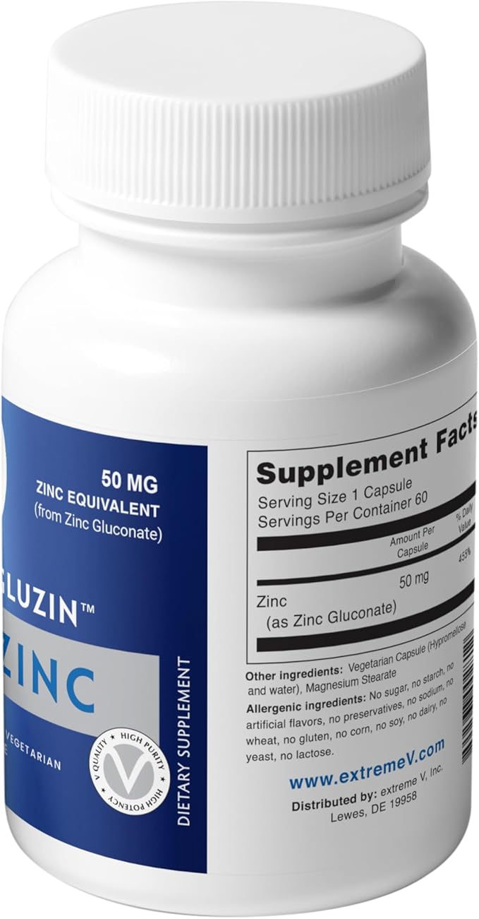 ZINC MG50 - Zinc Gluconate 50mg (2 Bottles - 120 Capsules)