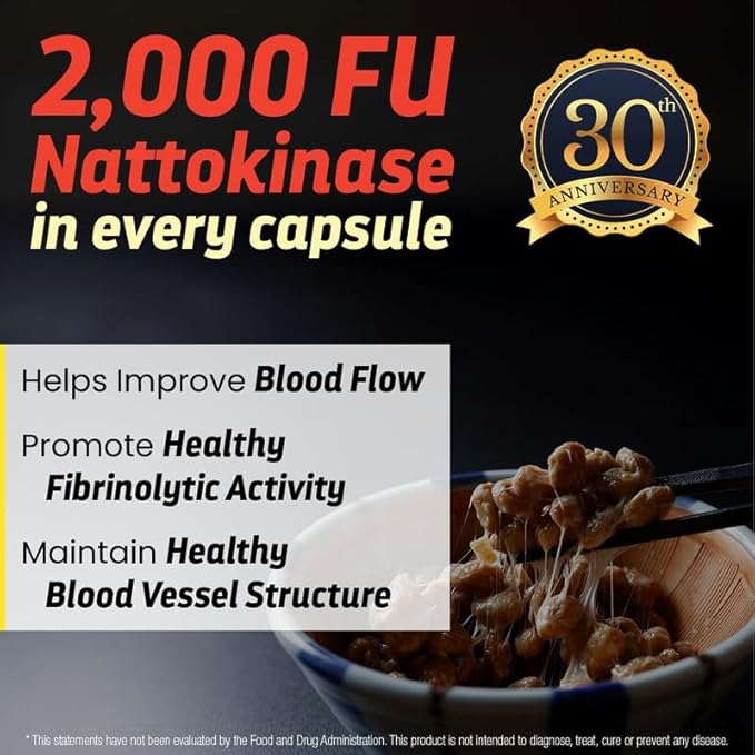 Nattokinase Supplement 2000 FU - Made in USA Backed by 30+ Years of Trust - Non-GMO cGMP Certified - 6 Month Supply