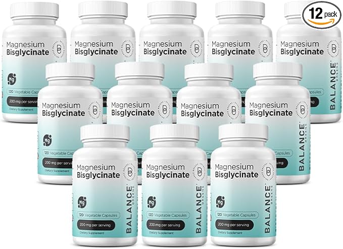 Balancebreens Magnesium Glycinate 200mg - Magnesium Bisglycinate Chelated Supplements for High Absorption - Non GMO and Gluten Free Gentle on Stomach for Restful Sleep and Muscle Support 120 Count