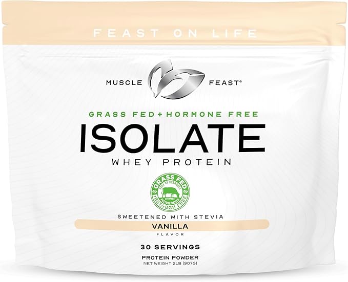 Muscle Feast Creatine + Isolate Bundle: 1 Creatine Powder (Unflavored 2lb) + 1 Whey Protein Isolate (Vanilla 2lb) | Premium Supplements Vegetarian Gluten Free