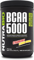 NutraBio BCAA 5000 Powder - Vegan Fermented BCAAs - Supports Lean Muscle Growth Recovery Endurance - 60 Servings - Strawberry Lemon Bomb