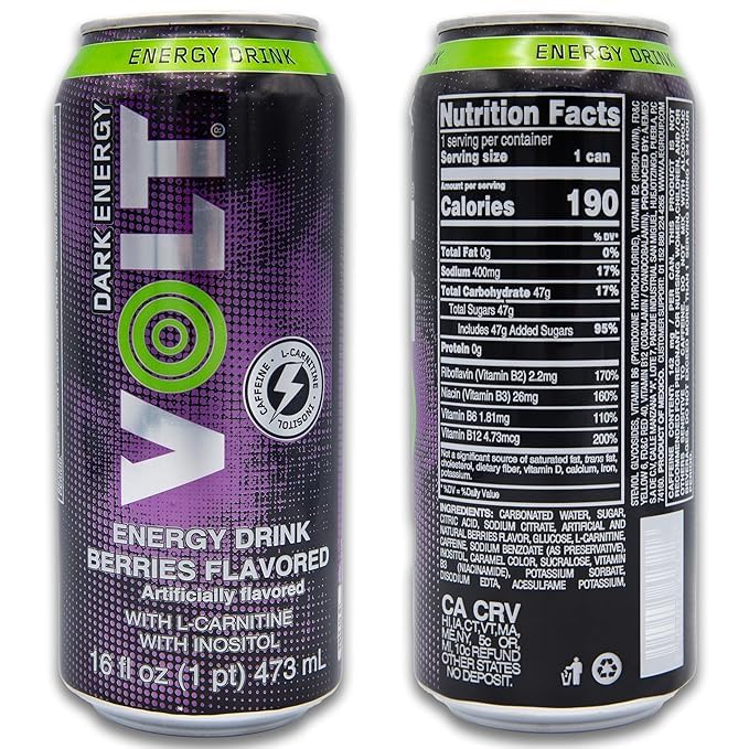 VOLT Energy Drink (16 fl. oz. 6 - pack Assorted Blueberry Guarana Berries MIX)