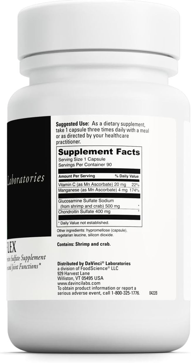 DAVINCI Labs Natural Flex - A Glucosamine and Chondroitin Sulfate Supplement to Support Connective Tissue and Joint Functions - Gluten Free - 90 Capsules