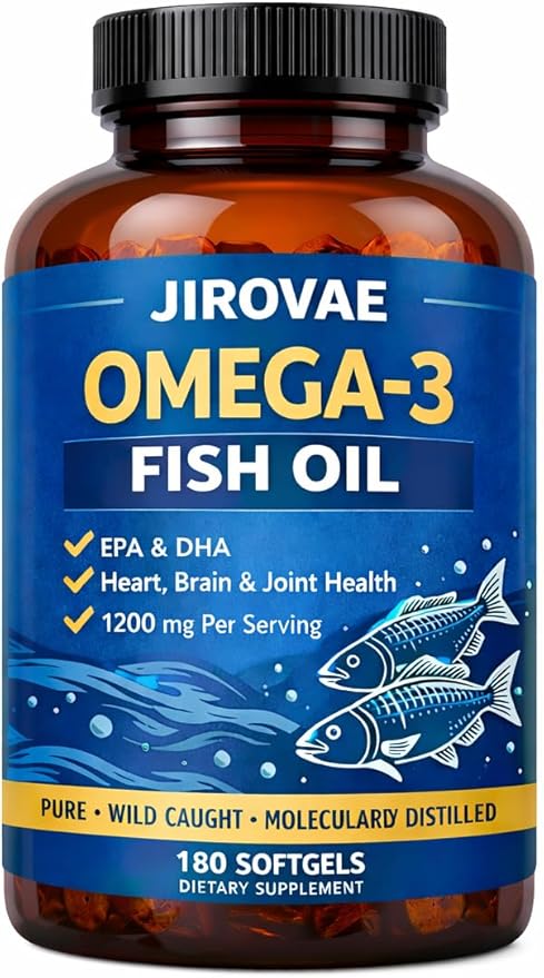 Omega-3 Fish Oil 1200 mg with 360 mg Omega-3 per Serving Rapid Release Softgels EPA &amp DHA Unflavored 180 Count
