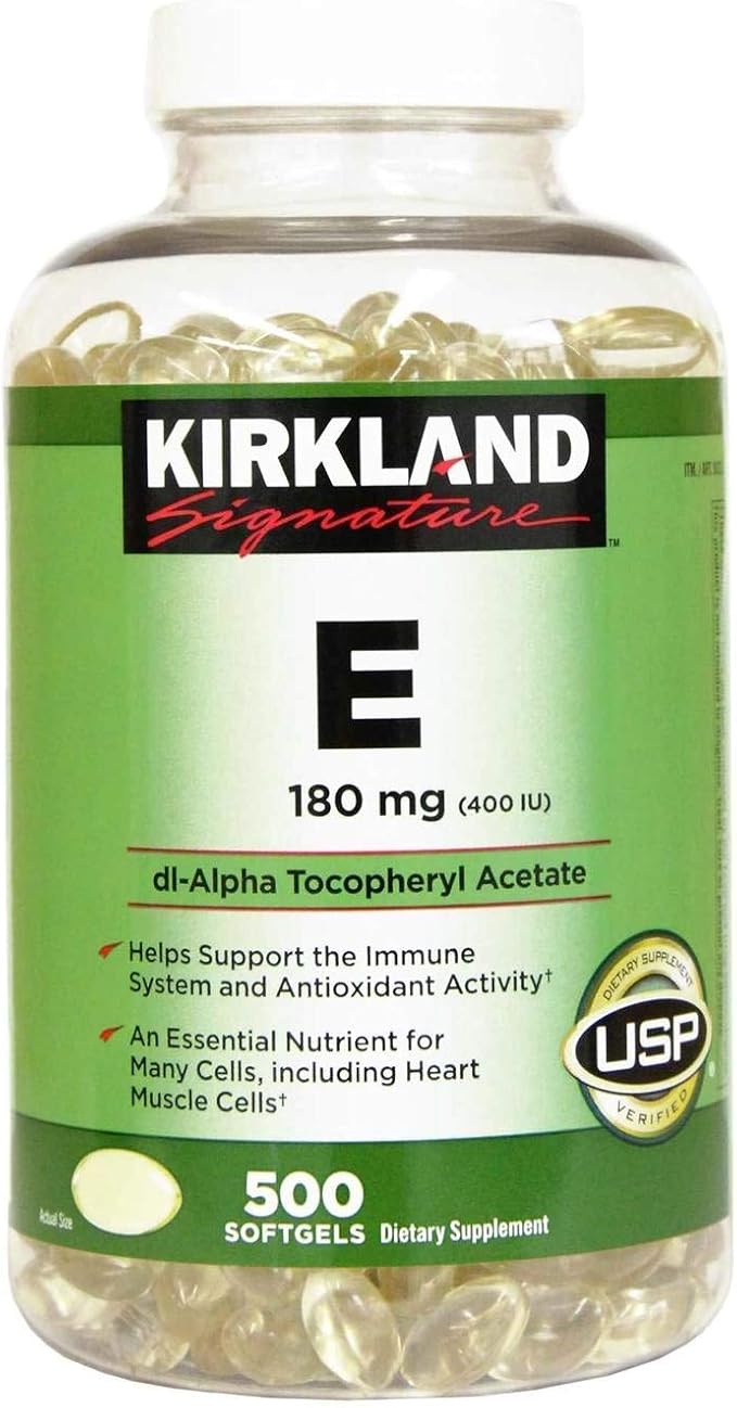 Kirkland Signature Vitamin E 180mg. 500 Softgels (2 Pack)