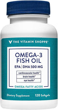 The Vitamin Shoppe Omega 3 Fish Oil 1000MG EPA DHA - Heart Health Brain Function &amp Joint Support Molecularly Distilled (120 Softgels)